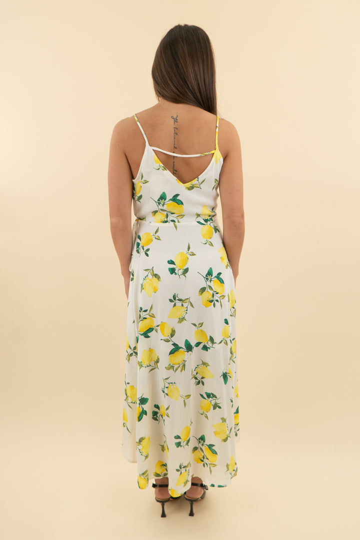 Lush Lemon Print High Low Midi Dress (s; retail $68)