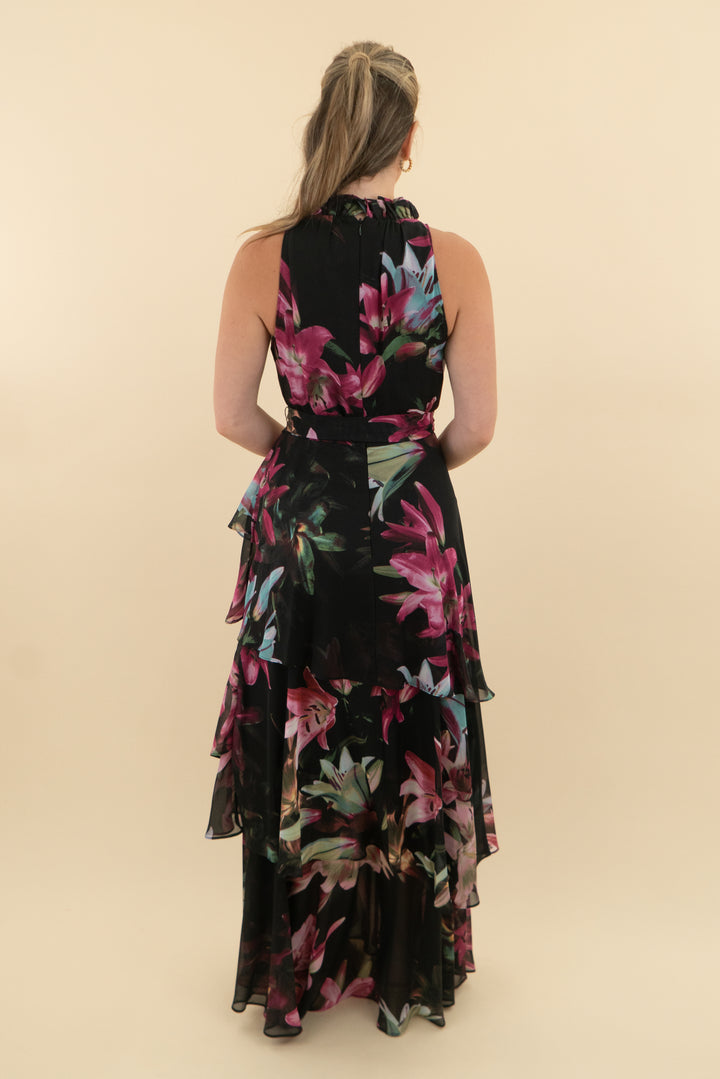 Tahari Black Floral Sleeveless Maxi Dress nwt (2; retail $450)