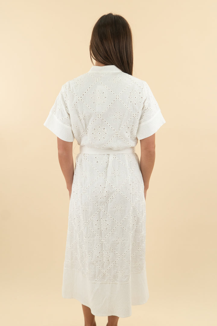 18. Avara White Jordan Lace Midi Dress nwt (s; retail $124)