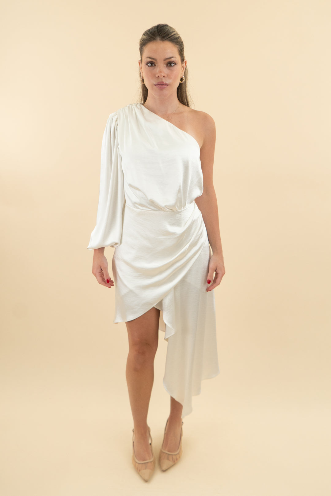 Elliatt White One Shoulder Long Sleeve Mini Dress (s; retail $220)