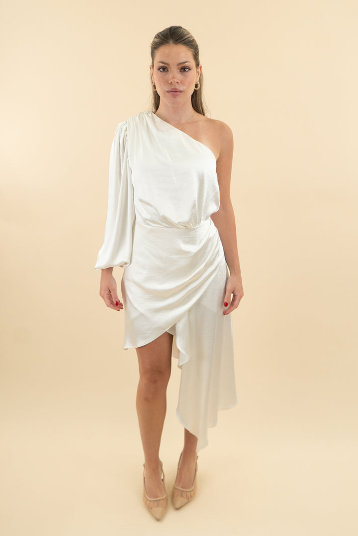 Elliatt White One Shoulder Long Sleeve Mini Dress (s; retail $220)