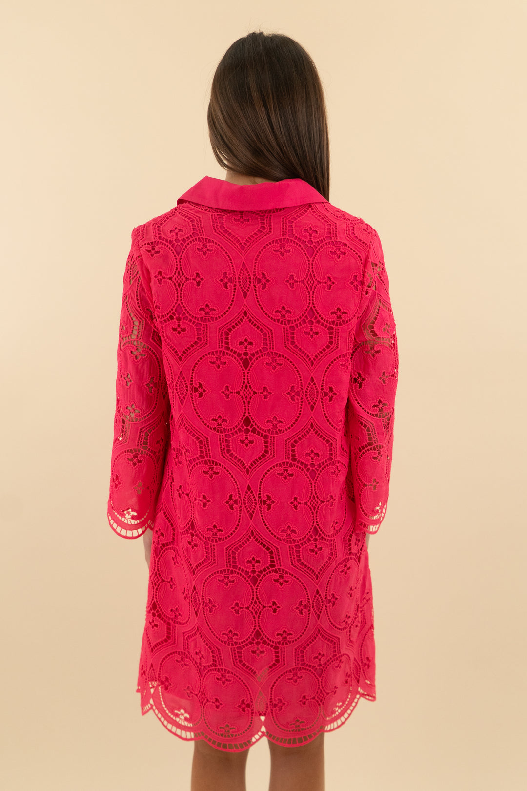 English Factory Pink Lace 3/4 Sleeve Mini Dress (s; retail $169)