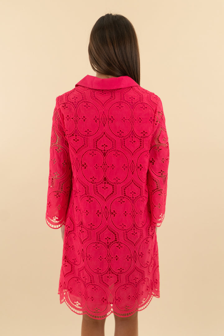 English Factory Pink Lace 3/4 Sleeve Mini Dress (s; retail $169)