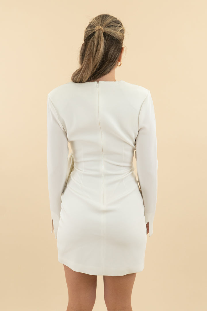 Cinq à Sept White Long Sleeve Bow Mini Dress (2; retail $375)