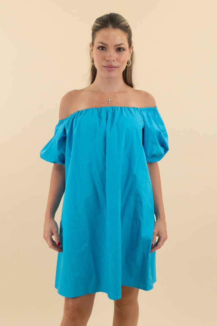 Sugar Lips Blue Puff Sleeve Mini Dress nwt (s; retail $85)
