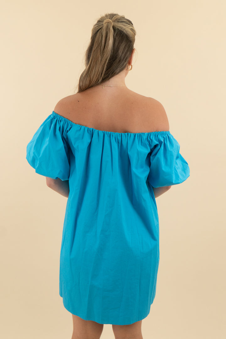 Sugar Lips Blue Puff Sleeve Mini Dress nwt (s; retail $85)