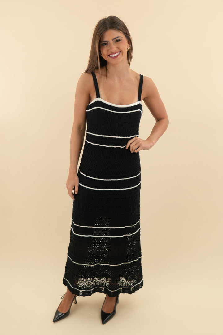 176. Abercrombie & Fitch Black and White Crochet Maxi Dress (s; retail $118)