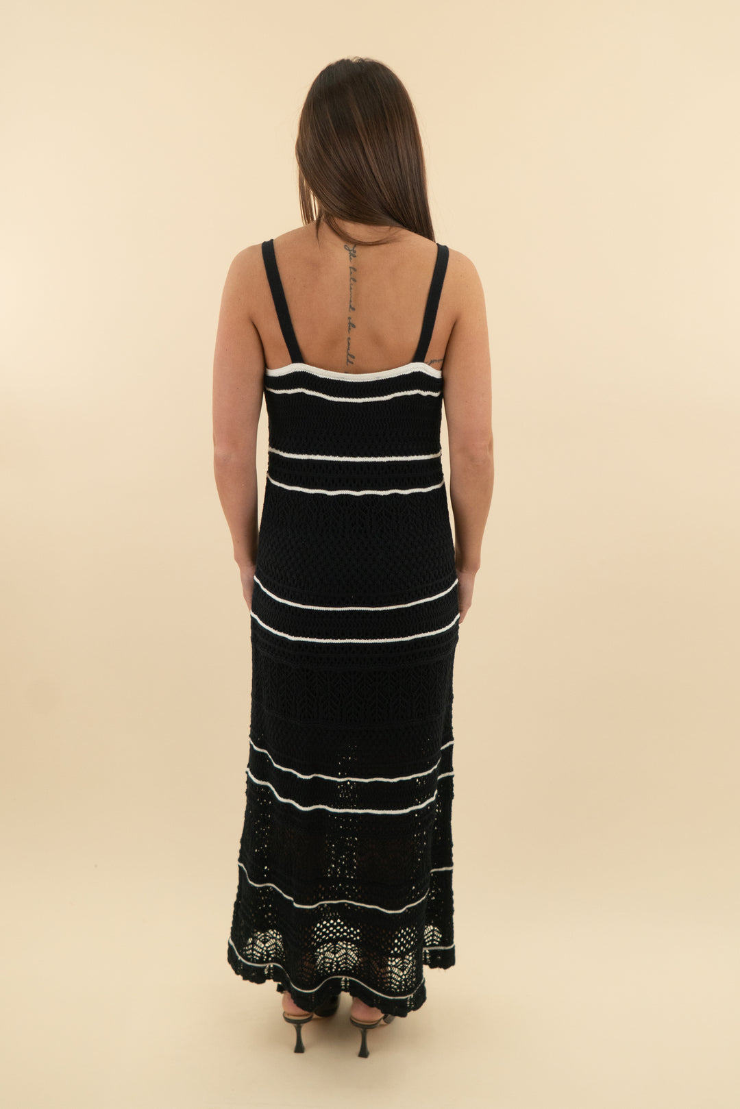 176. Abercrombie & Fitch Black and White Crochet Maxi Dress (s; retail $118)