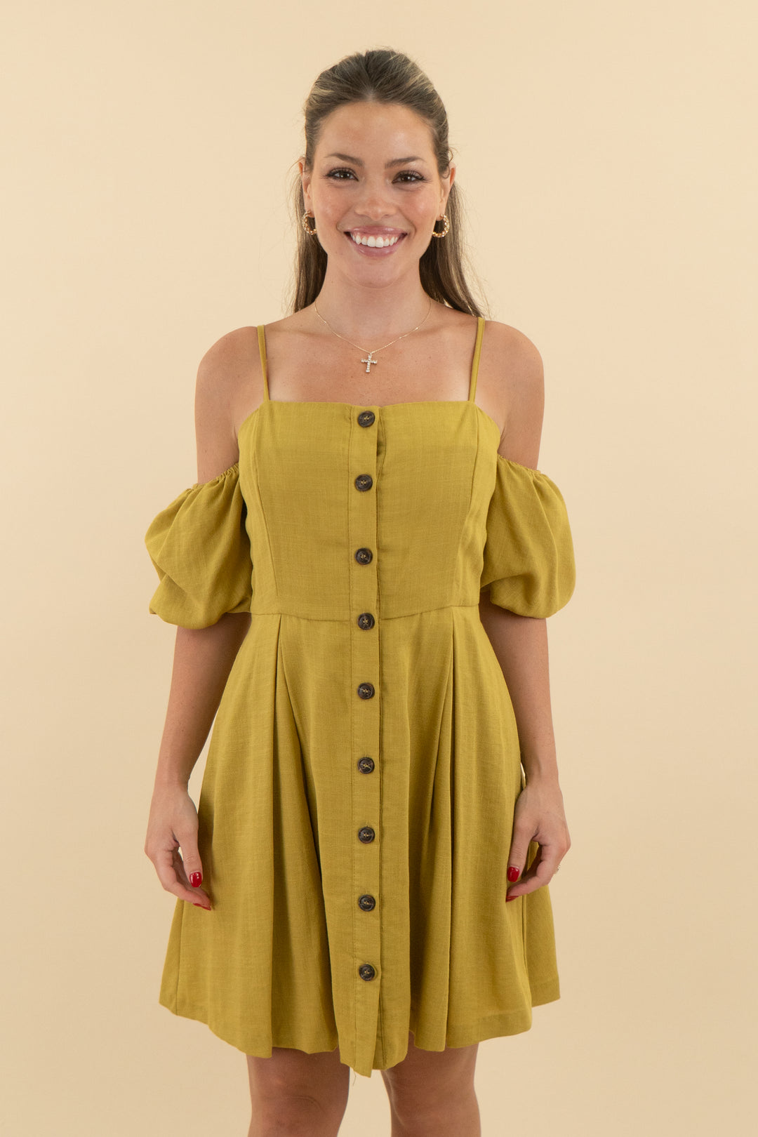 Just One Answer Green Button Down Mini Dress (m; retail $114)