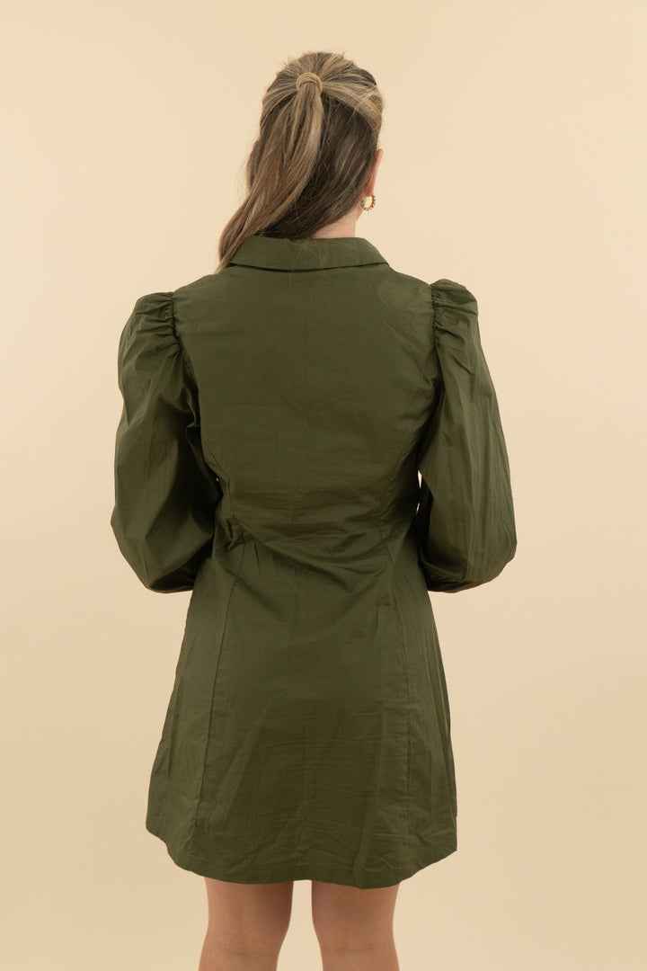 Avara Olive Green Zip Collar Mini (s; retail $98)
