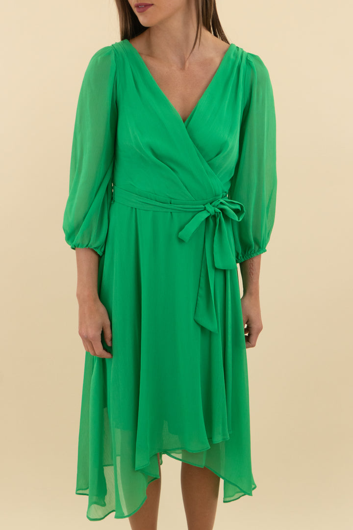 DKNY Green Wrap Midi Dress nwt (2; retail $130)