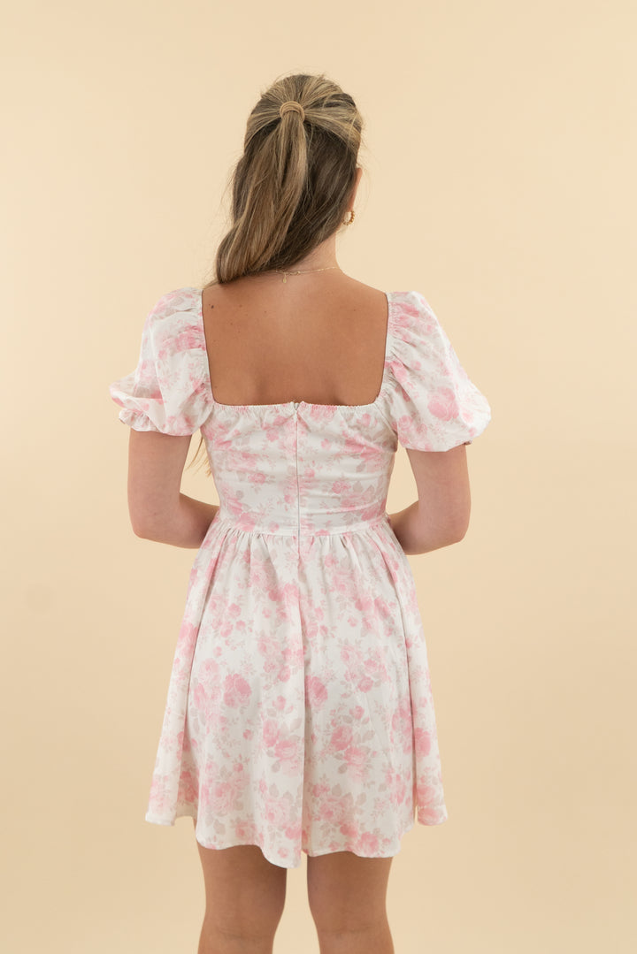White and Pink Floral Corset Mini Dress (s; retail $55)