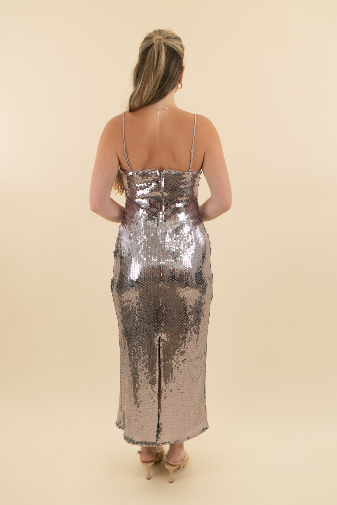 Abercrombie & Fitch Silver Sequin Maxi Dress nwt (xs; retail $130)
