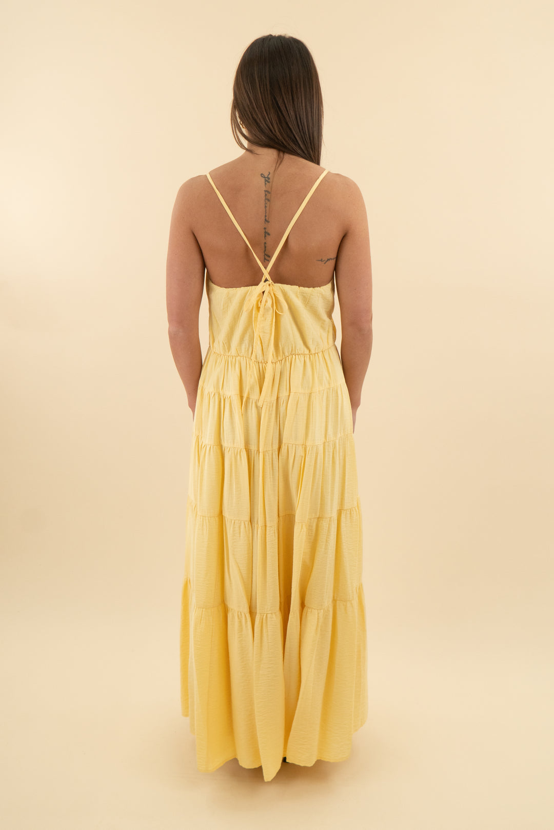 Abercrombie & Fitch Yellow Tiered Halter Maxi (m; retail $120)