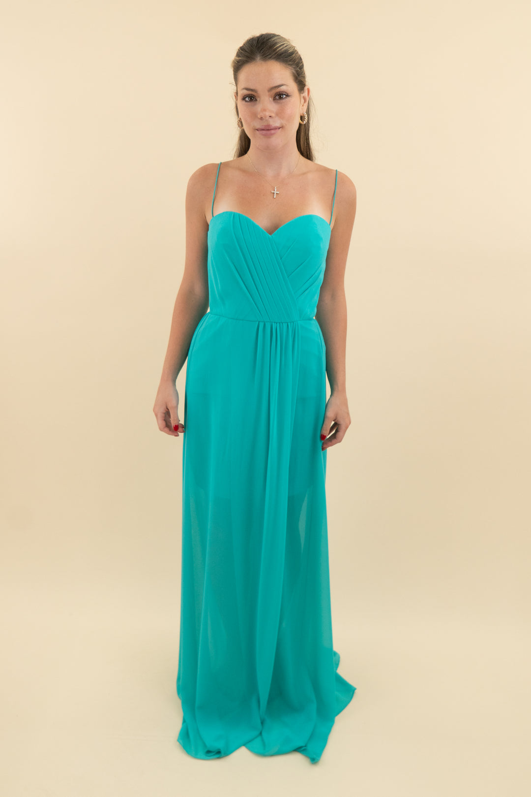 Erin Turquoise Maxi Dress Sweetheart Neckline (4; retail $295)