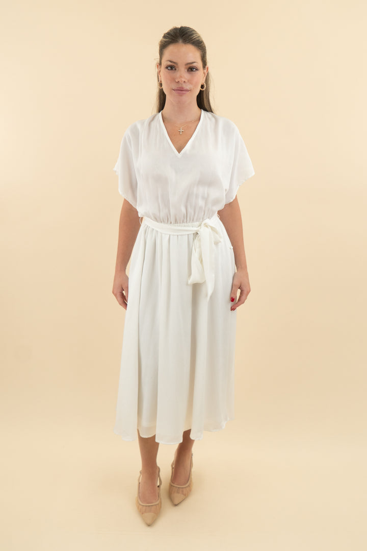 Aura White V Neck Wrap Mini Dress (s; retail $88)