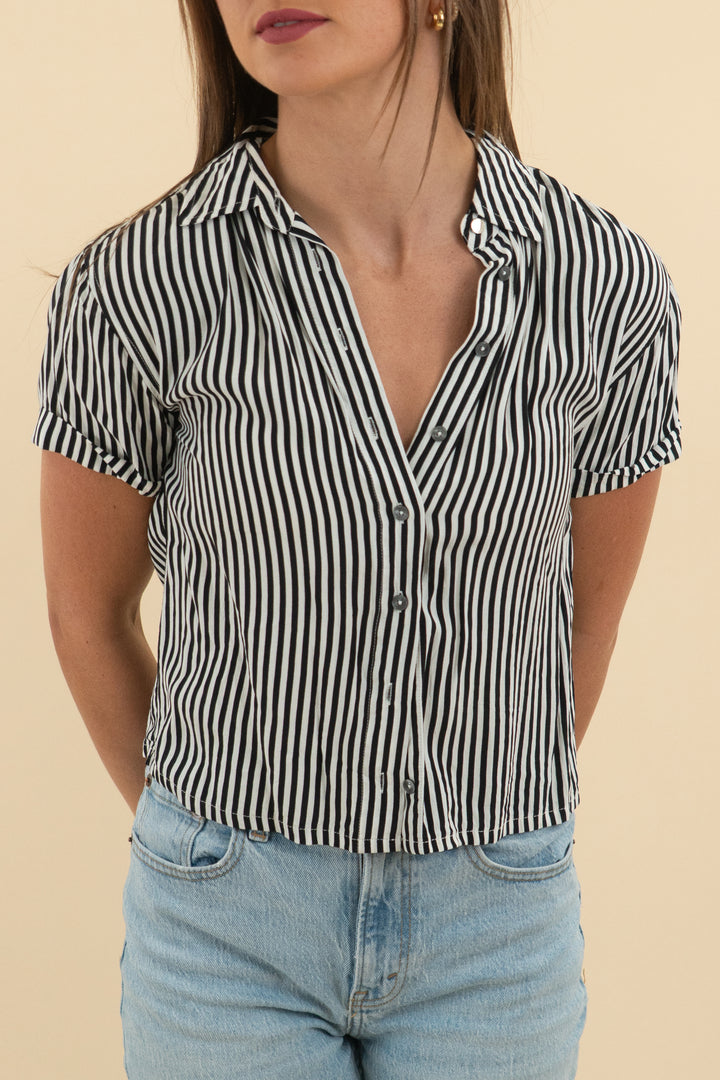 tommy hilfiger black/white stripe button down (2)
