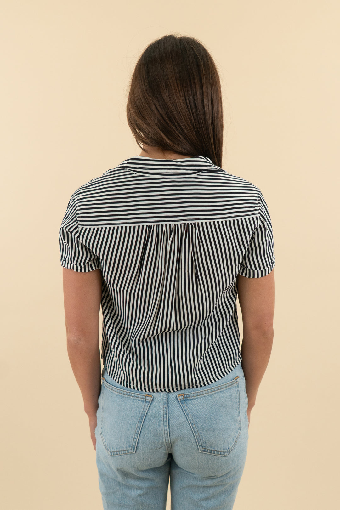tommy hilfiger black/white stripe button down (2)