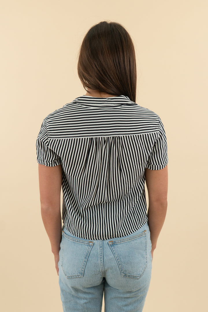 tommy hilfiger black/white stripe button down (2)