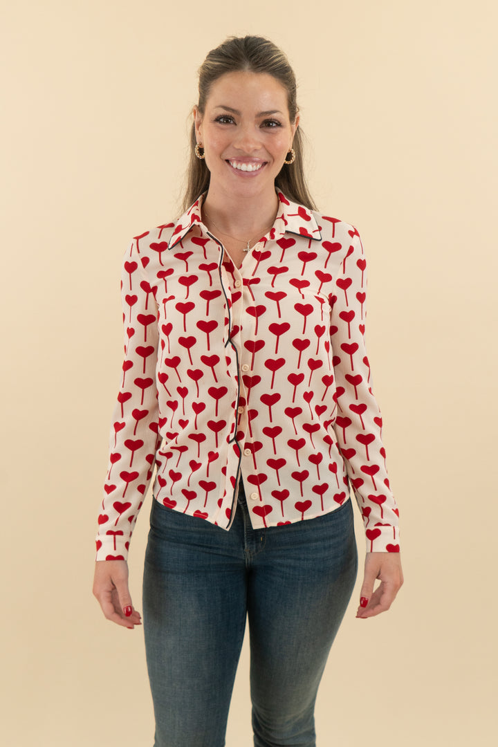topshop pink heart print blouse (2)