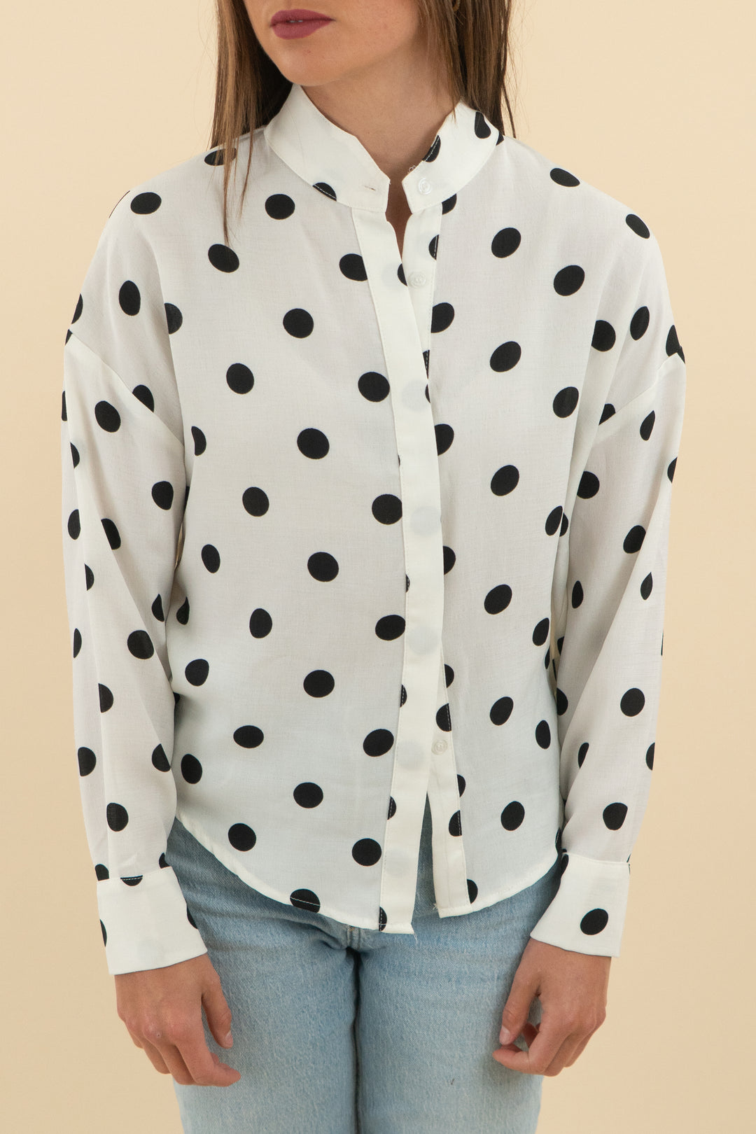 sophyline white polka dot button down nwt (m; retail $70)