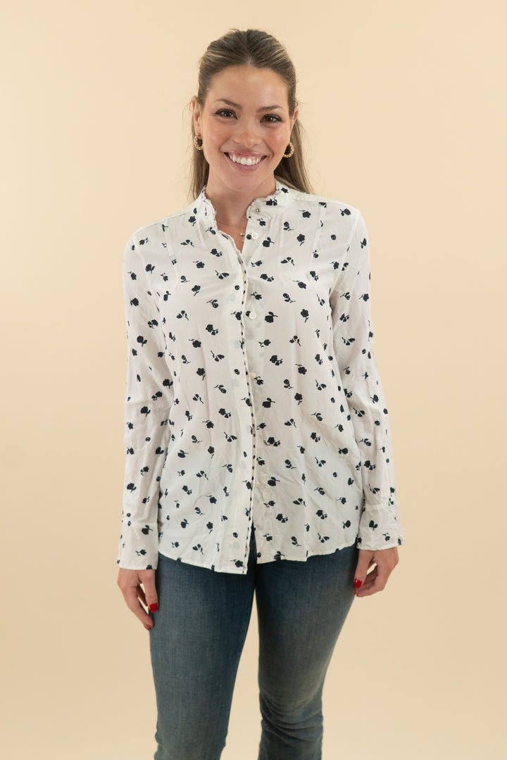 coach white floral blouse (xs)
