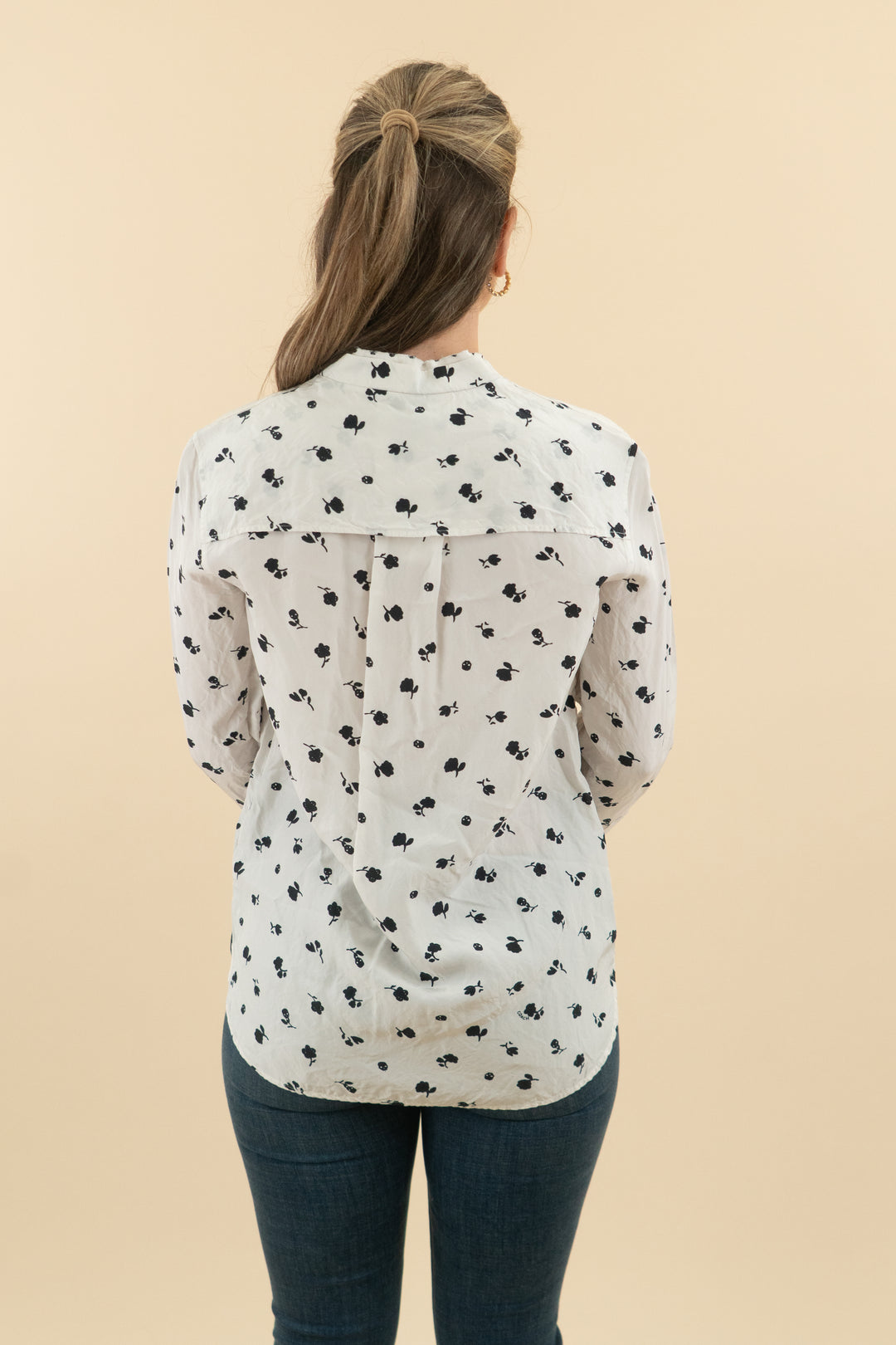coach white floral blouse (xs)