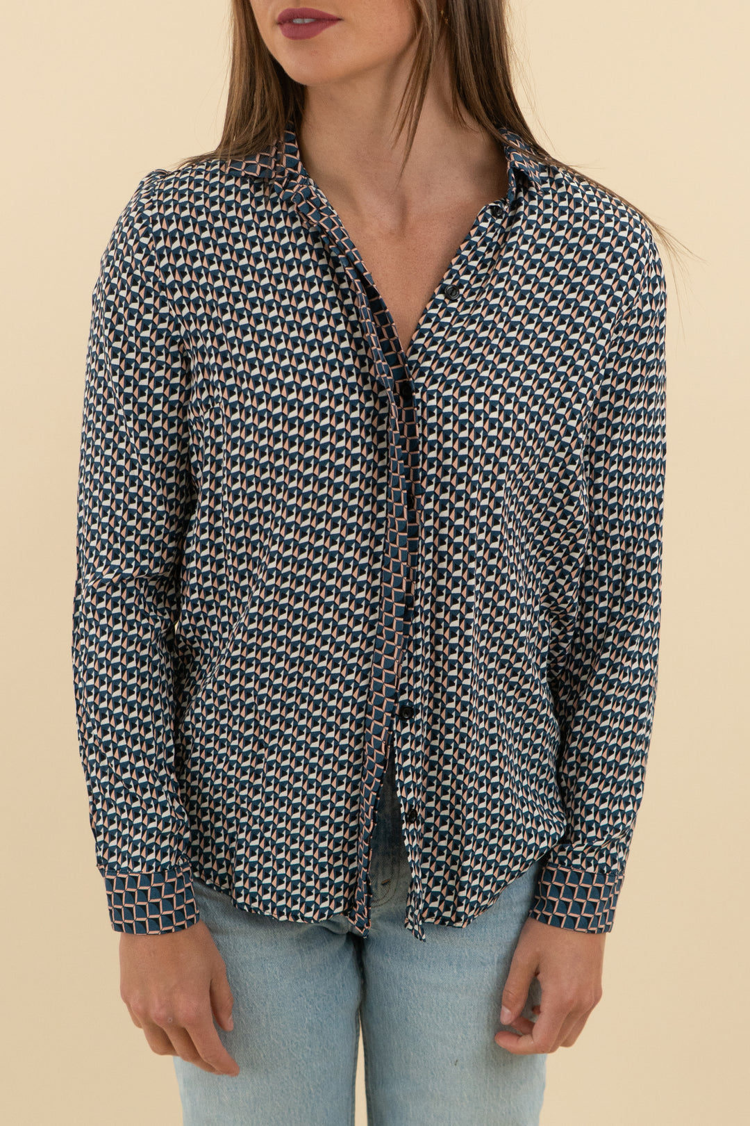 topshop blue geometric blouse (2)