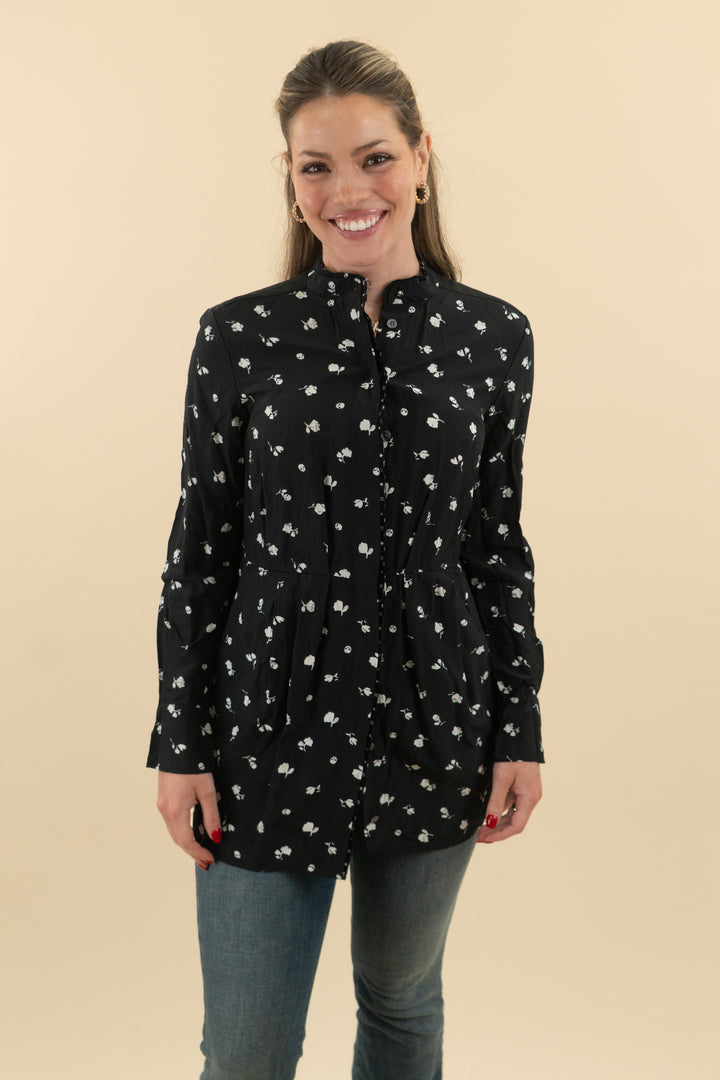 coach black floral blouse (xs)