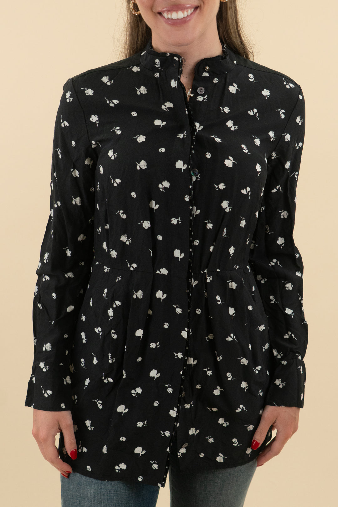 coach black floral blouse (xs)