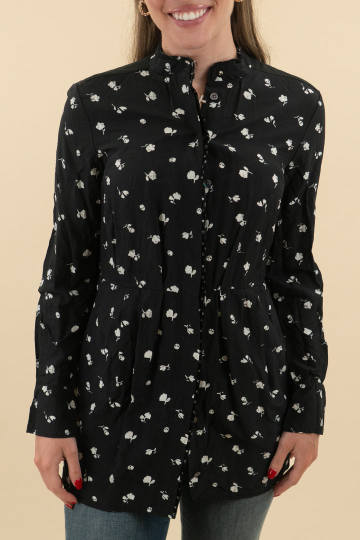 coach black floral blouse (xs)