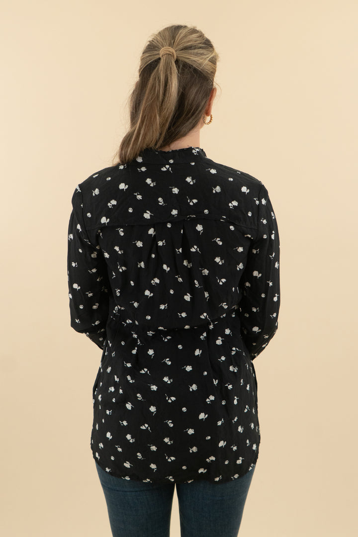 coach black floral blouse (xs)