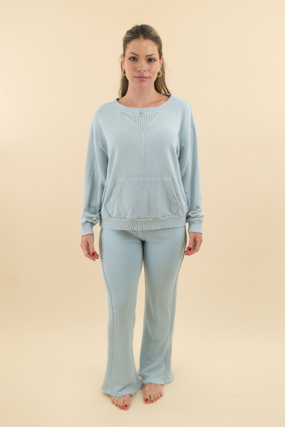vintage havana baby blue crewneck and pant set (s; retail $140)