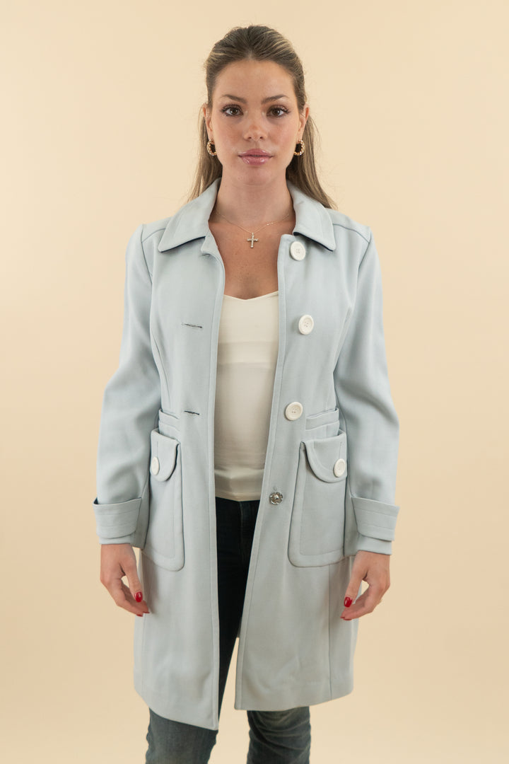 asos light blue trench coat (XS; retail $129)