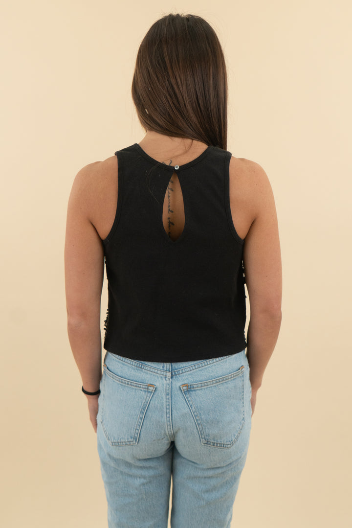 hollister black sleeveless sequin top (xs)