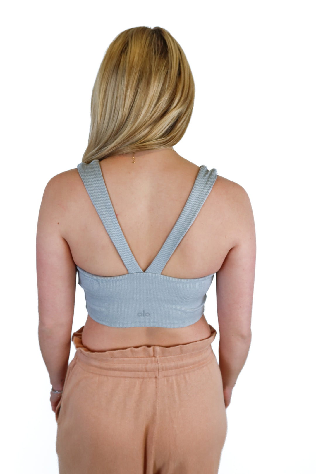 Alo light gray ribbed top (S)
