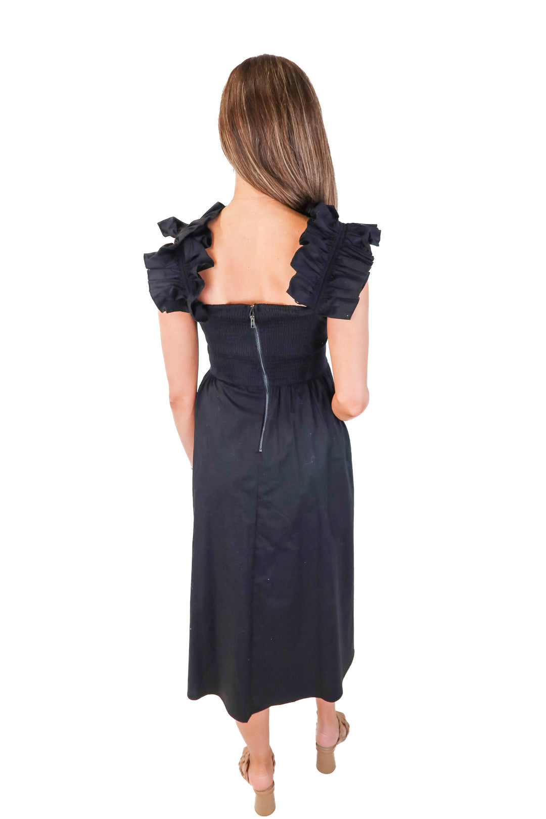 WAYF Black ruffle Sleeve Dress NWT (S)