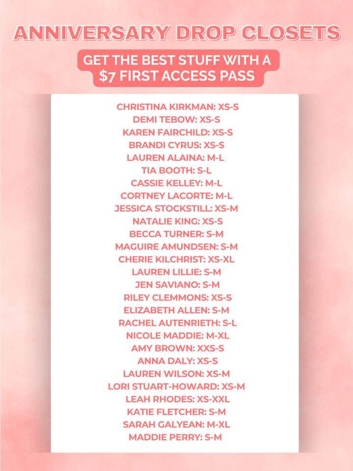 Celebrity/Influencer Online Closet Drop First Access Pass