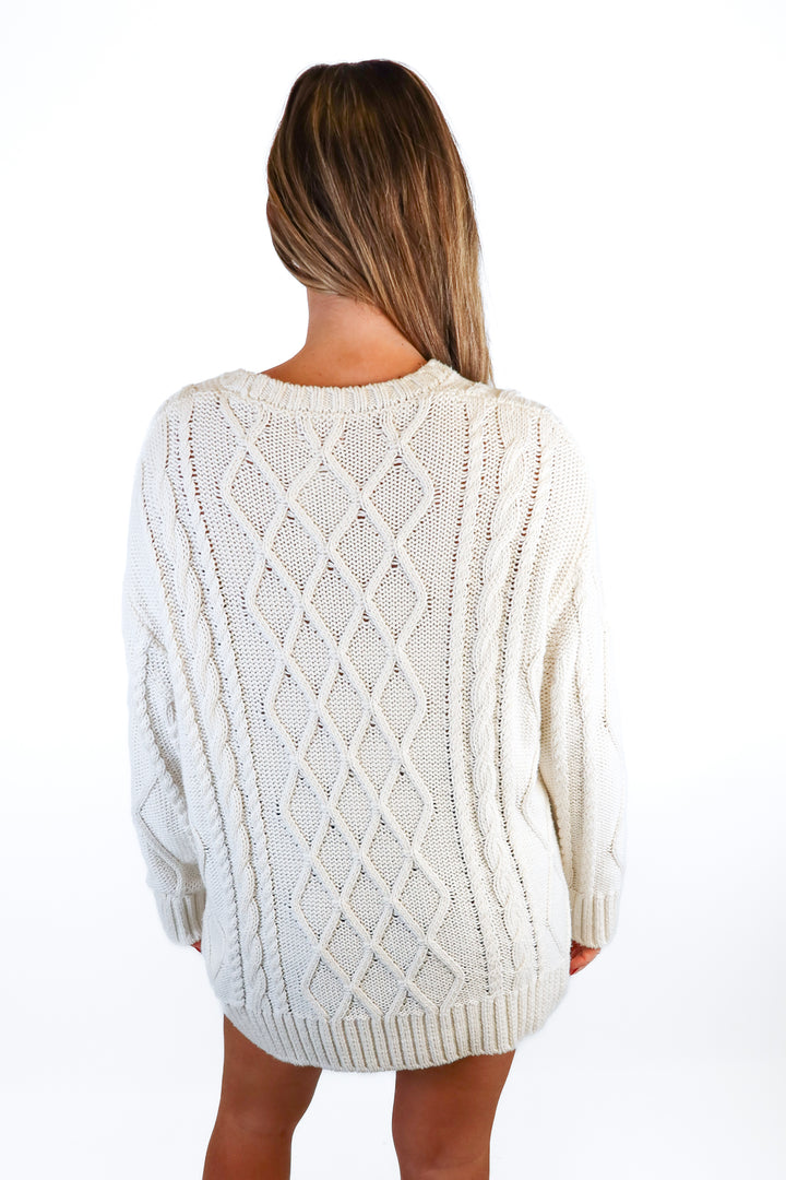 Show Me Your Mumu Cream Cable Knit Sweater (M)