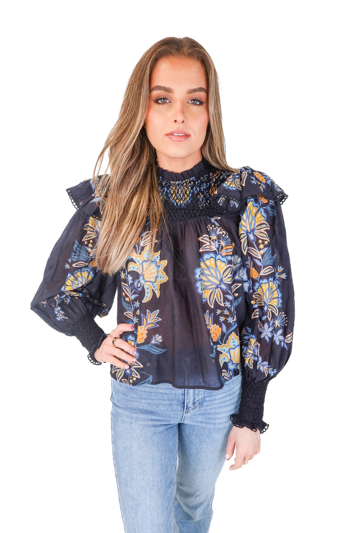 Farm Rio Floral Blouse NWT (xs; retail $198)