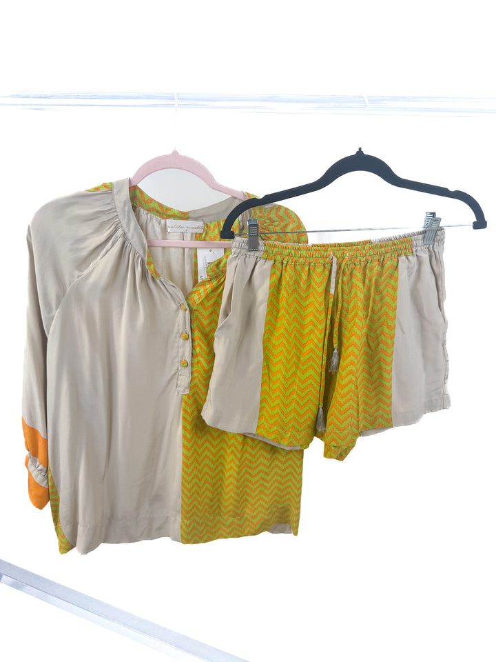 natalie martin chevron blouse & shorts set (s; retail $415)