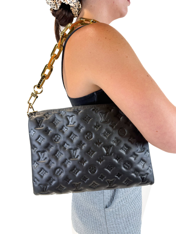 Louis Vuitton Coussin MM Empreinte Black Lambskin LIKE NEW (retail $5,550)