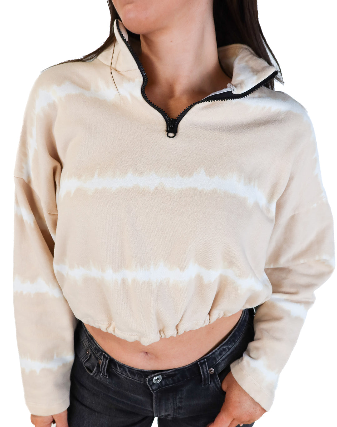 Gianni bini tie dye cropped quarter zip (L; retail $89)