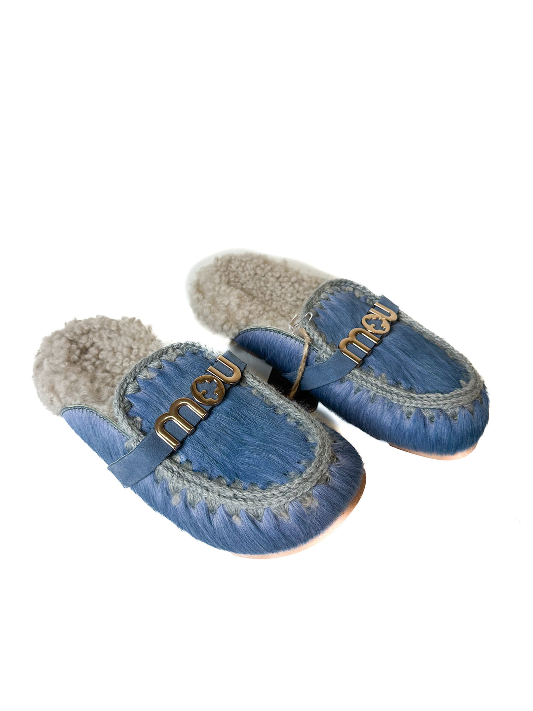 Mou Blue Pony Hair Slides NWT (38/7; retail $295)