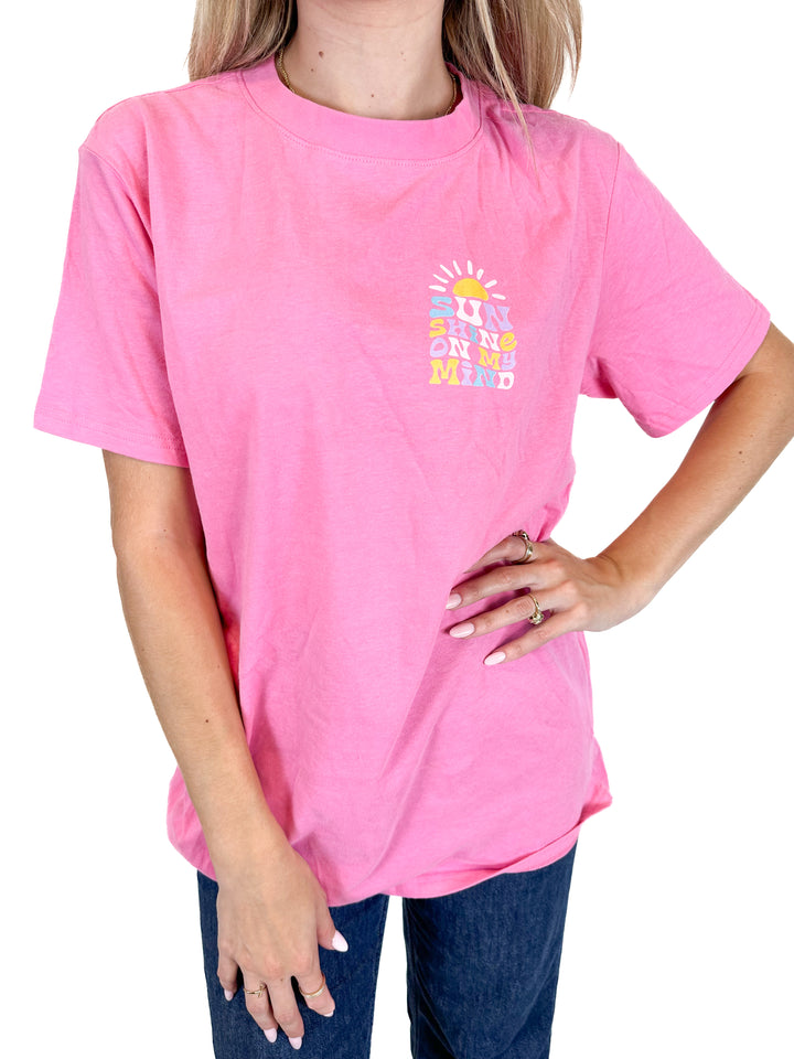 Pink Lily Pink Oversized Hot Pink Graphic T  (S)