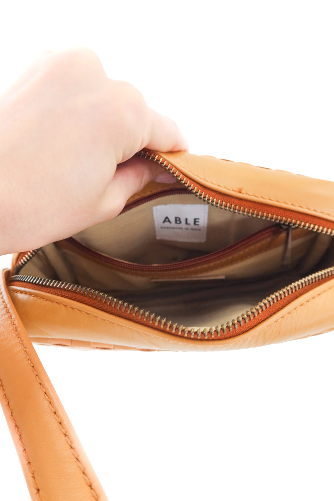 able tan braided crossbody
