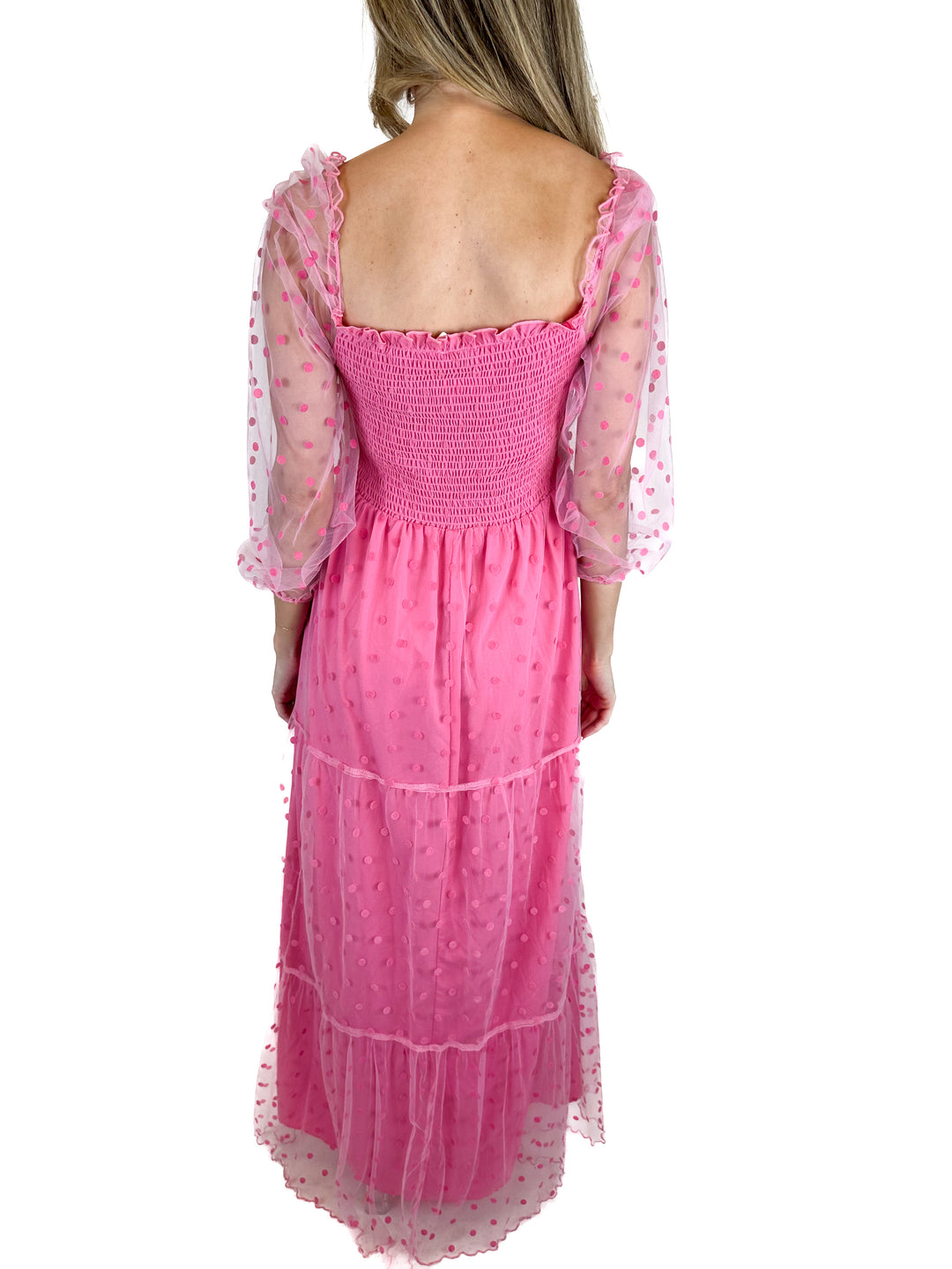 See And Be Seen Hot Pink Polka Dot Dress (S)