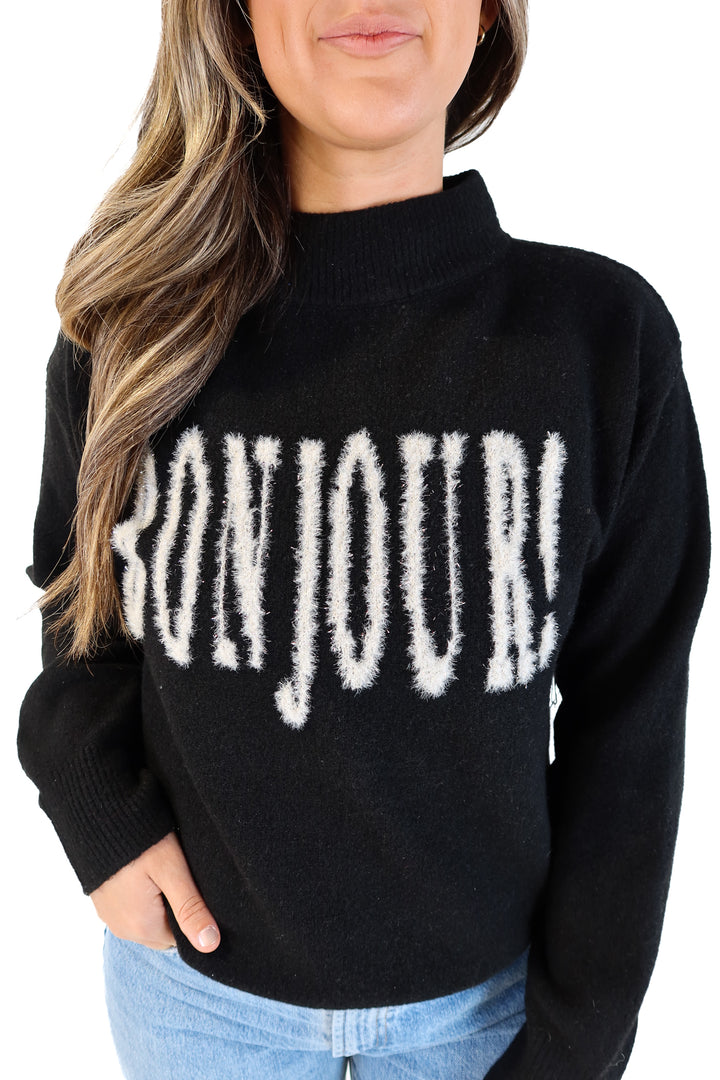 A new day “bonjour!” sparkle sweater (m)