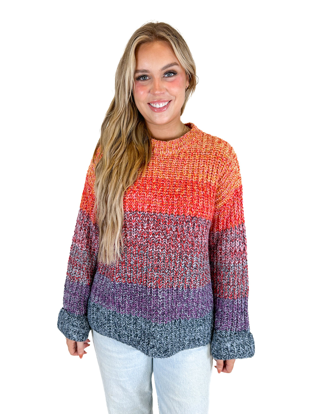 She + Sky Rainbow Marled Sweater (M)