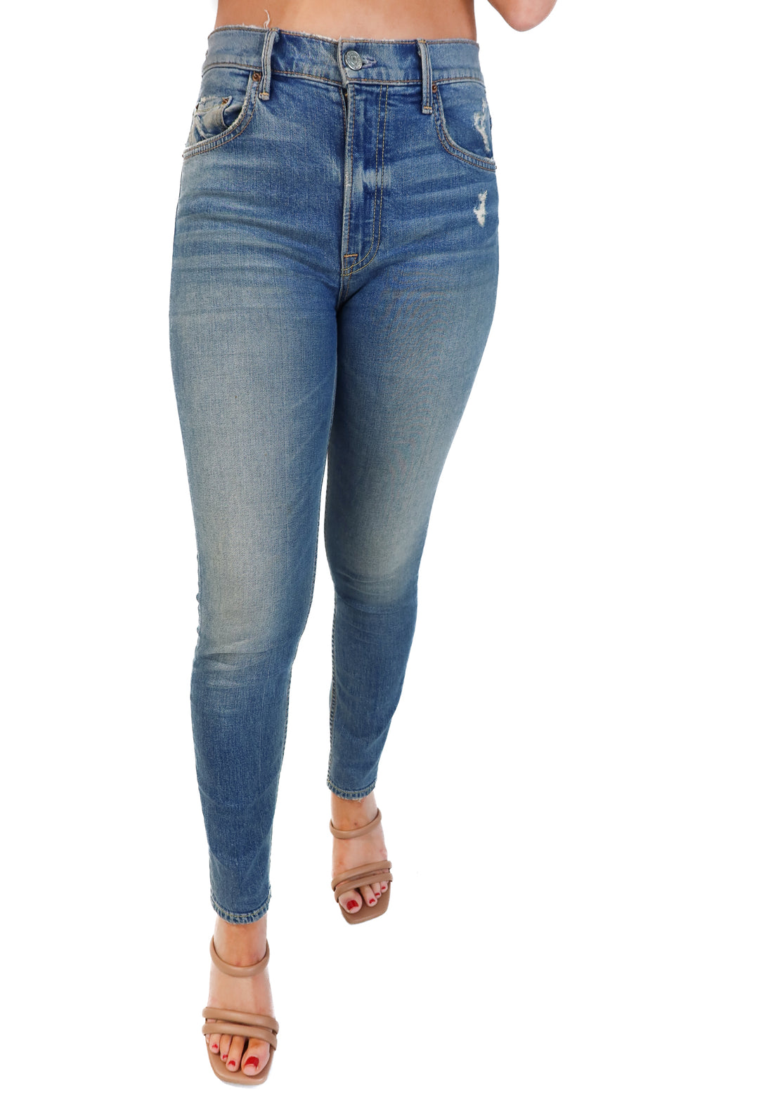 Grlfrnd medium wash skinny jeans (25; retails for $238)